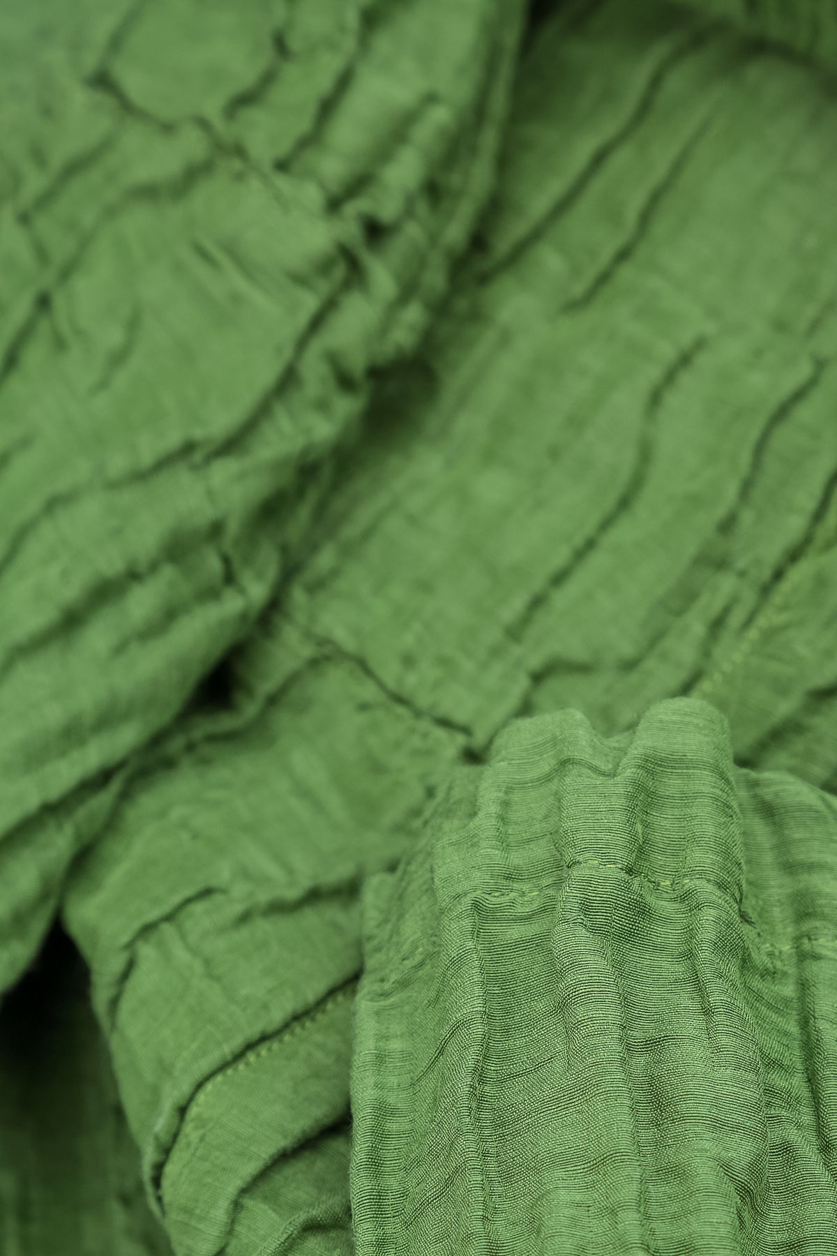 A-Line Shamrock Green Crinkled Silk Linen Dress 5