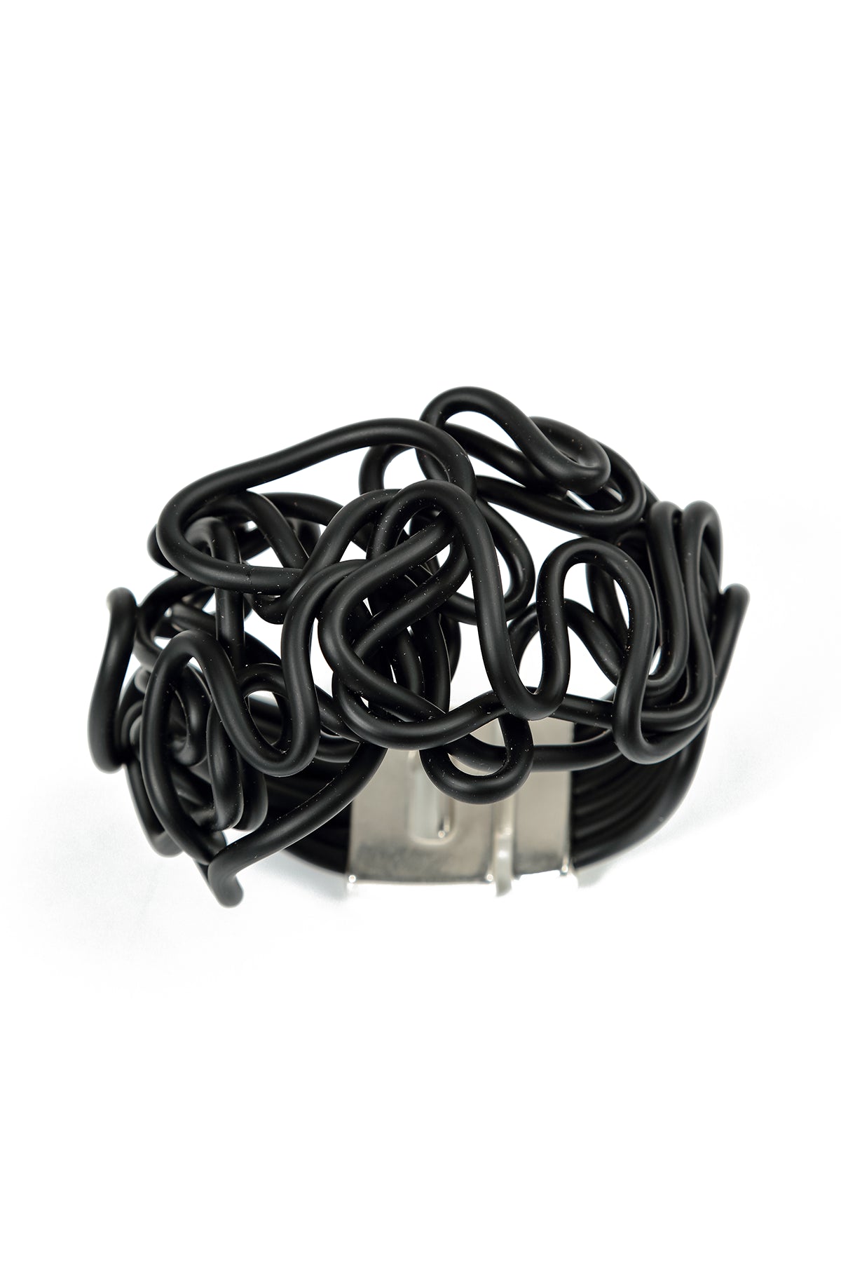 Abstract Bend Black Rubber Bracelet 4