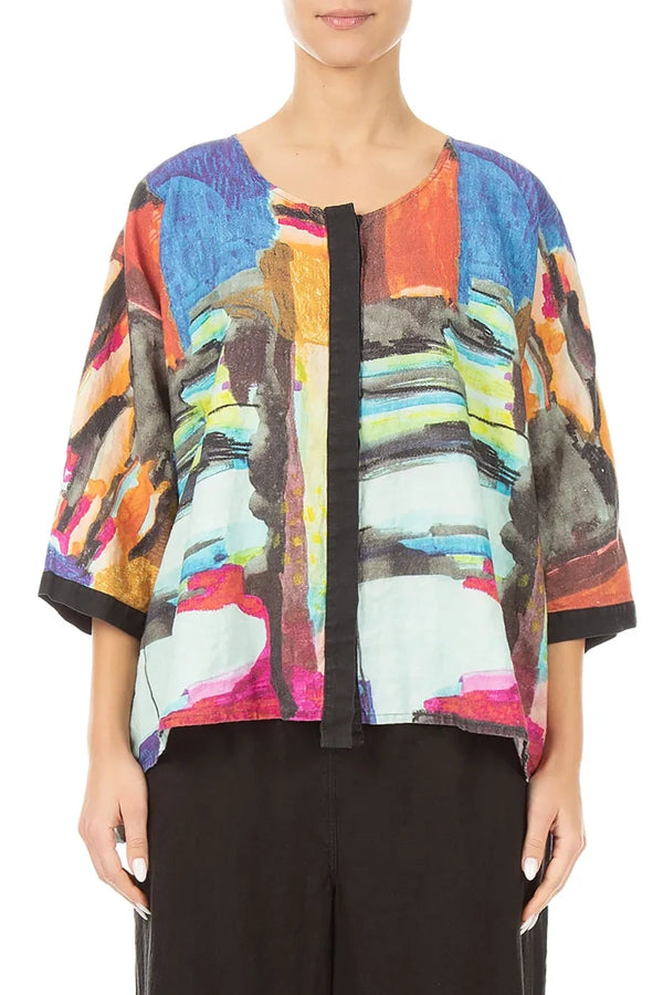 Abstract Centre Placket Linen Jacket 1