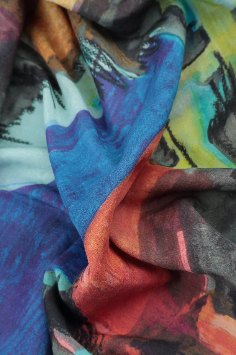 Abstract Silk Bamboo Square Scarf 4