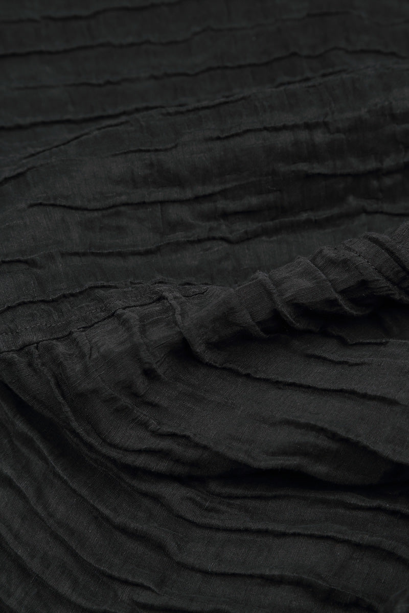 Asymmetric Crinkled Black Silk Linen Tunic 5