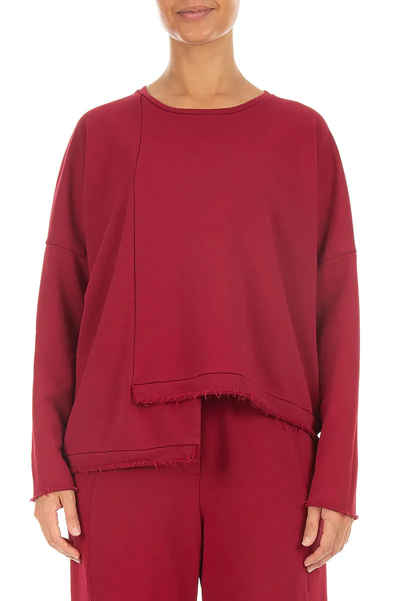 Asymmetric Ruby French Terry Cotton Blouse 1