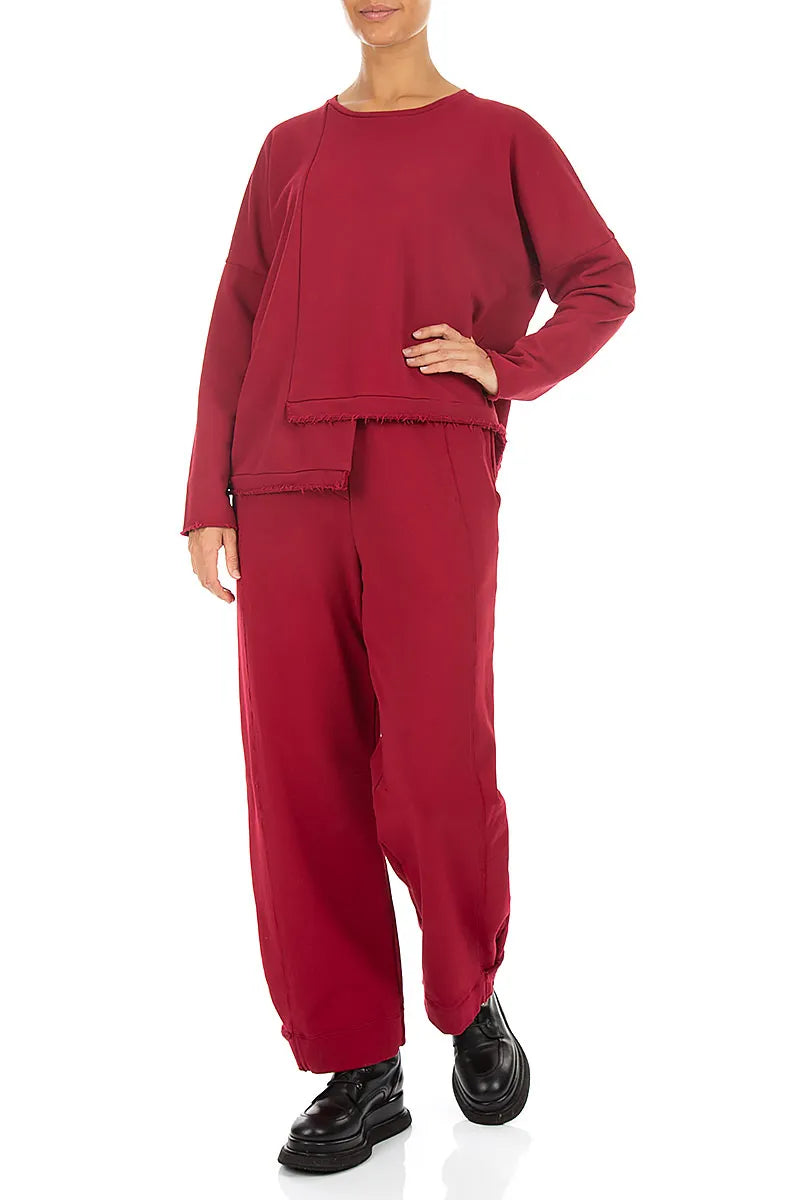 Asymmetric Ruby French Terry Cotton Blouse 3