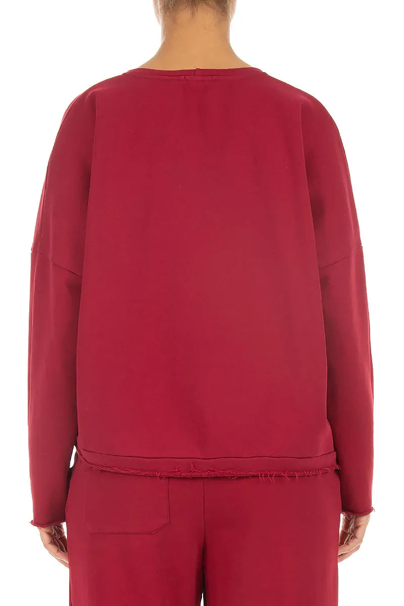 Asymmetric Ruby French Terry Cotton Blouse 2