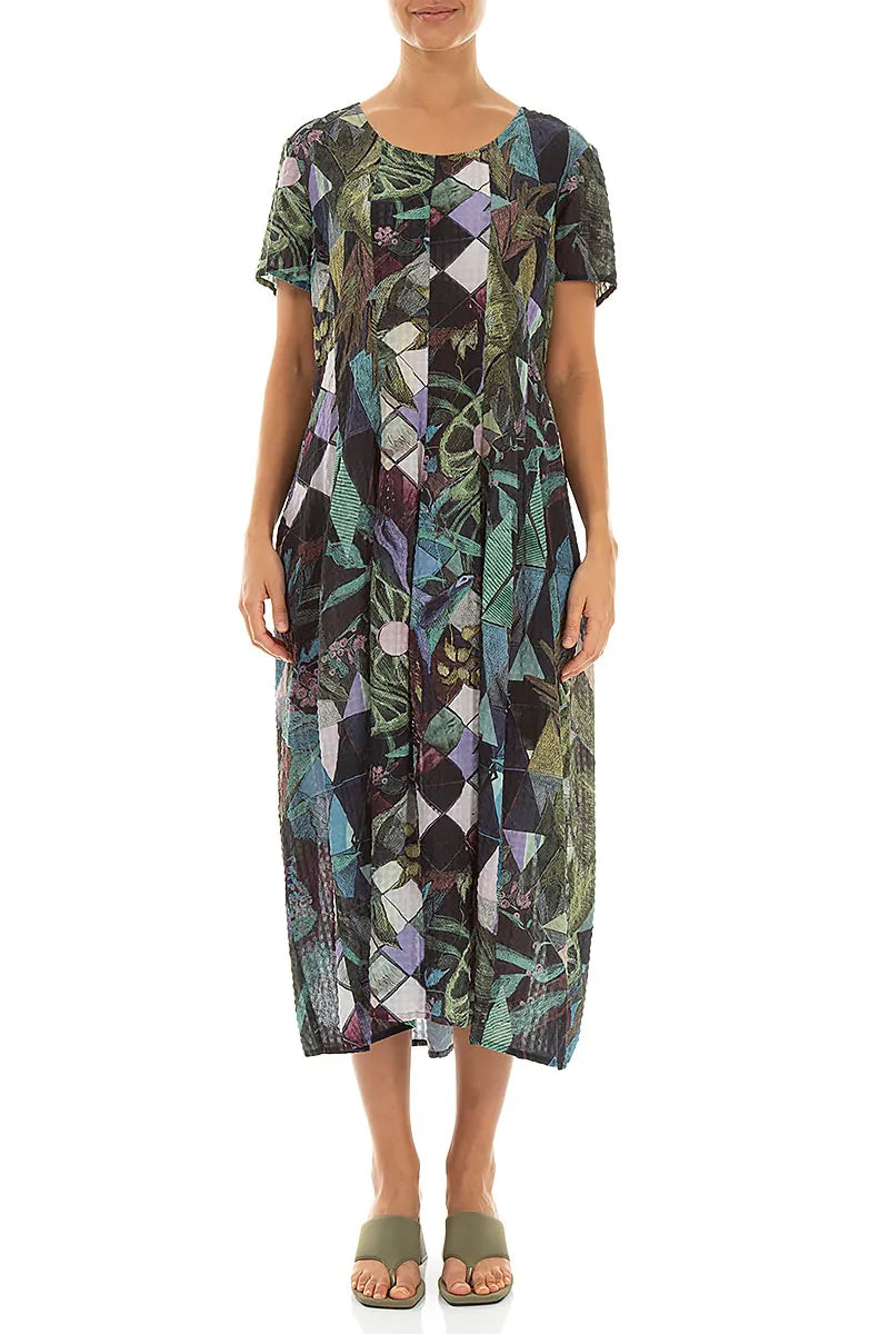 Balloon Art Mosaic Textured Silk Dress 1