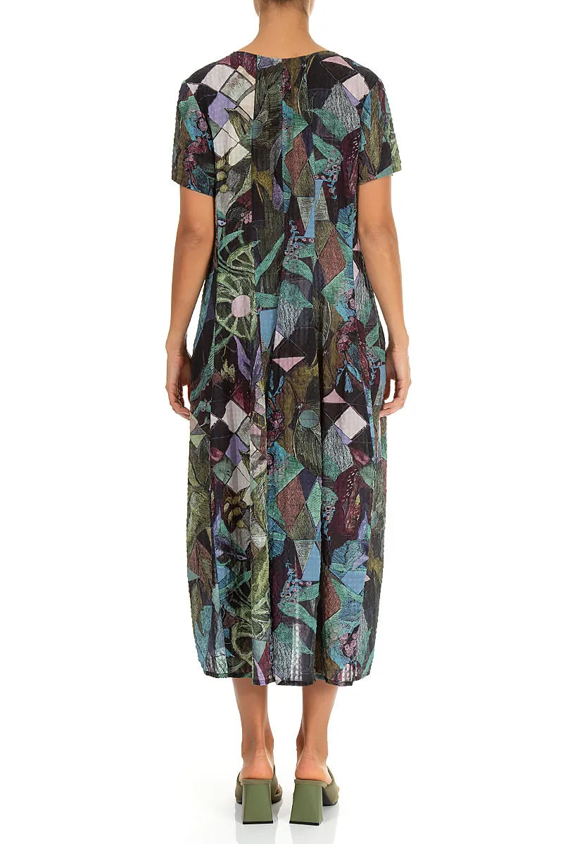 Balloon Art Mosaic Textured Silk Dress 2