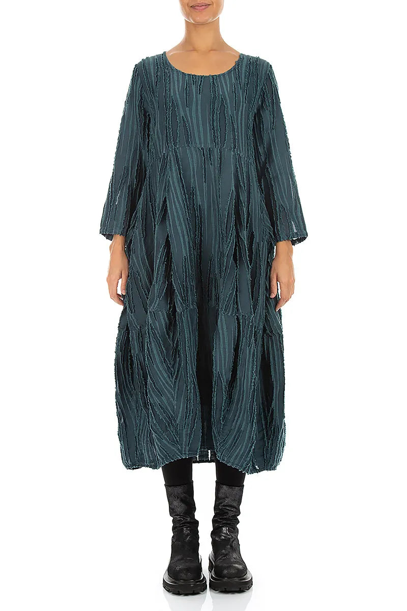 Balloon Deep Turquoise Fray Weave Dress