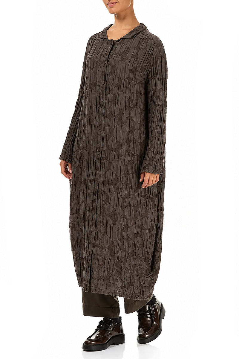 Balloon Forest Brown Circle Silk Linen Jacket 3