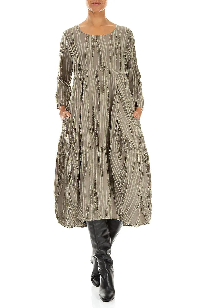 Balloon Olive Fray Weave Dress 5