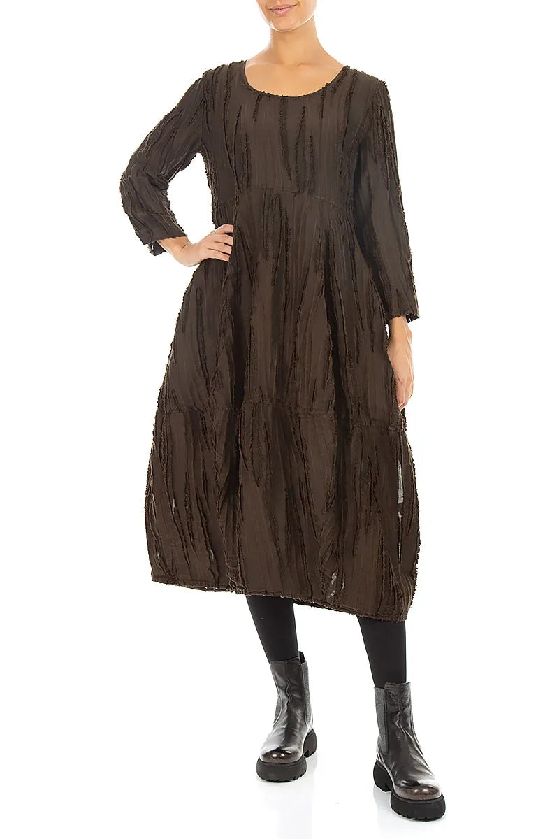 Balloon Truffle Brown Fray Weave Dress 4