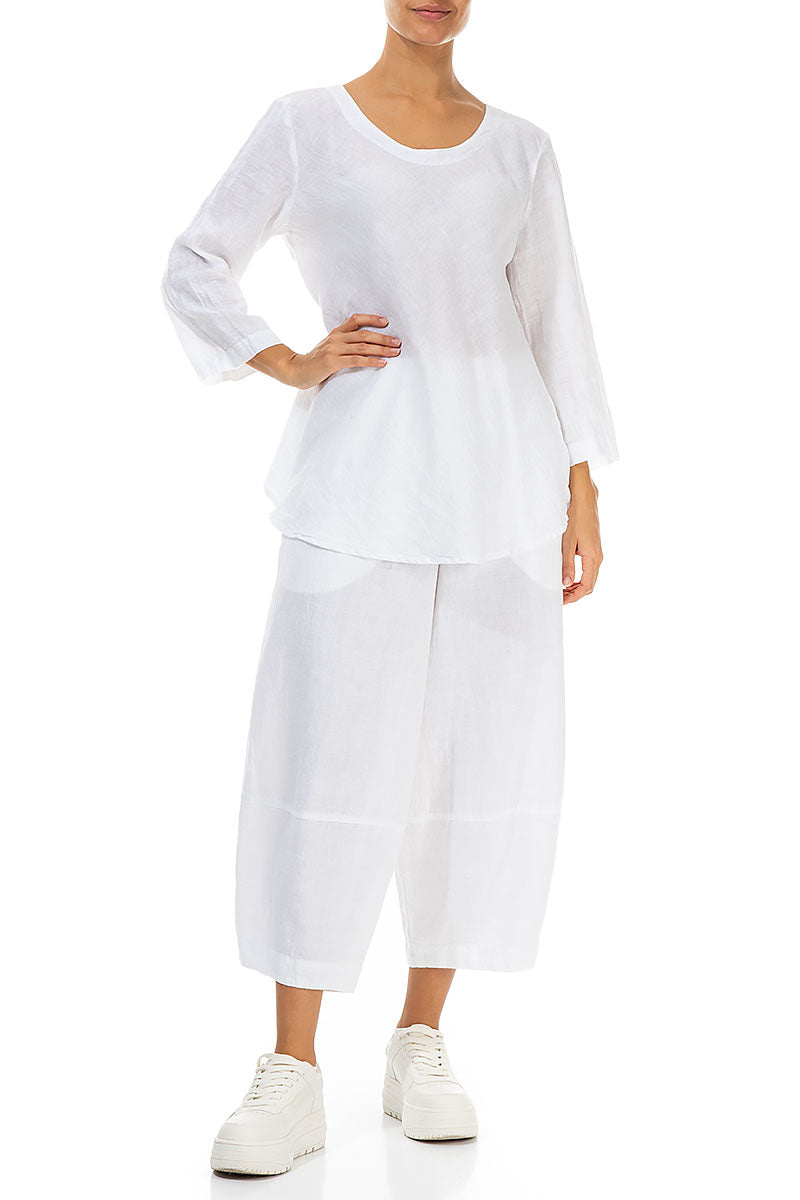 Bell Shape White Linen Blouse 4