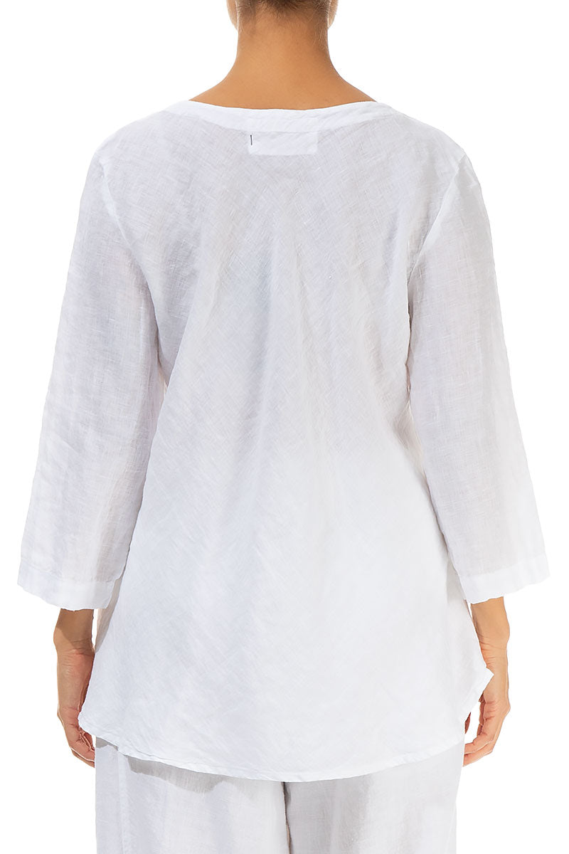 Bell Shape White Linen Blouse 2