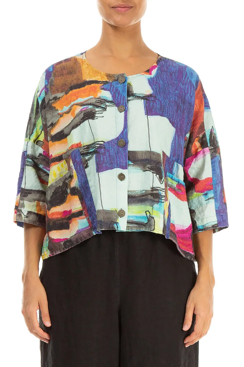 Boxy Abstract Linen Jacket 1