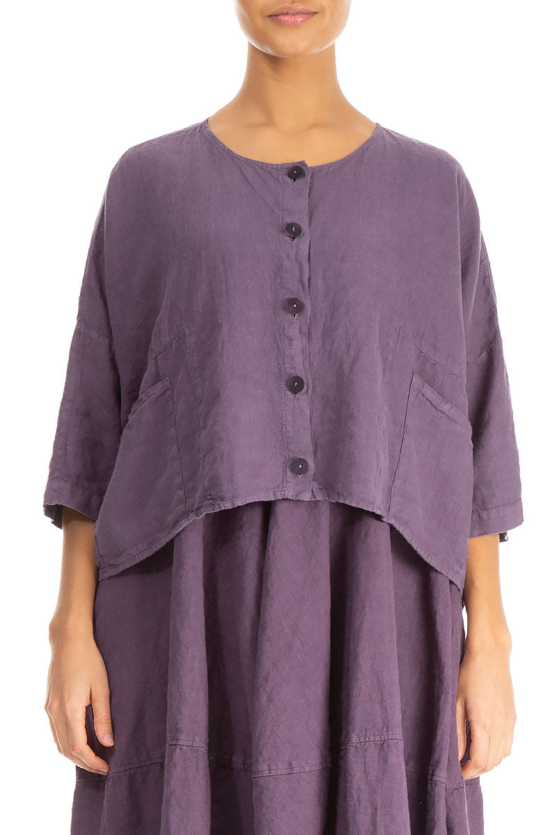 Boxy Amethyst Linen Jacket 1