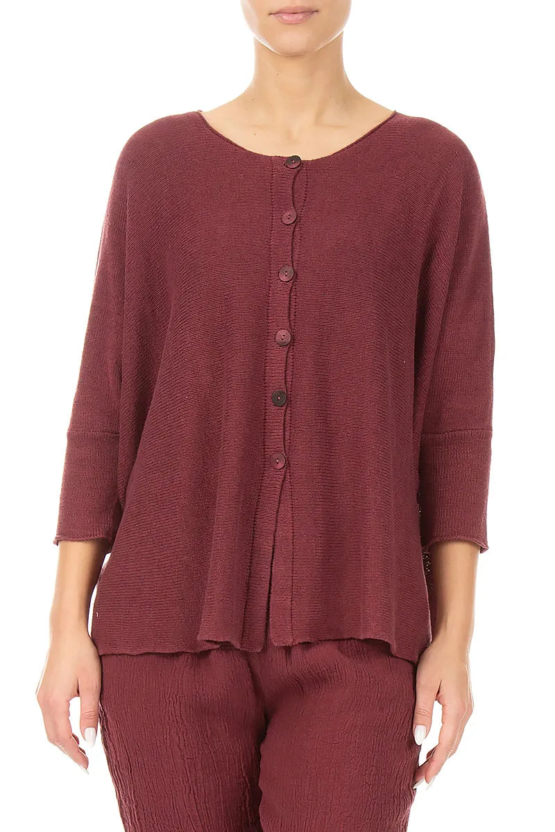 Boxy Antique Ruby Linen Cardigan 3