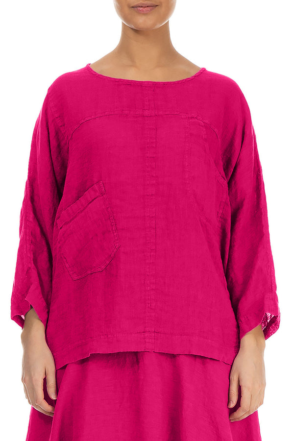 Boxy Fuchsia Gauze Linen Blouse 1