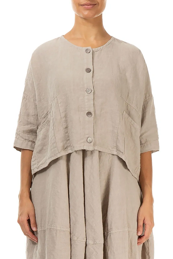 Boxy Beige Linen Jacket 1