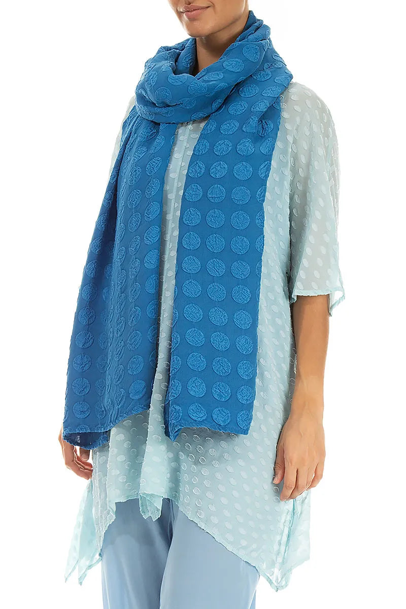 Bubble Cobalt Blue Silk Scarf 3
