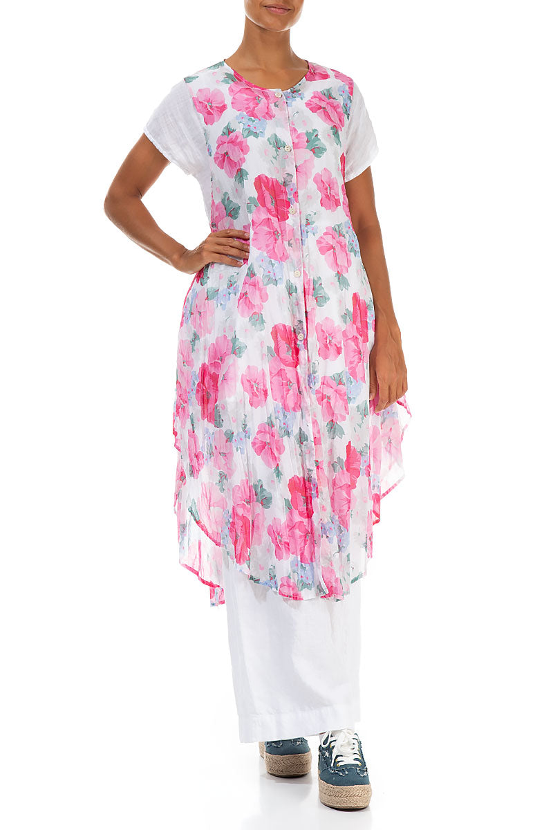 Buttoned Peony Blossom Cotton Tunic Vest 5