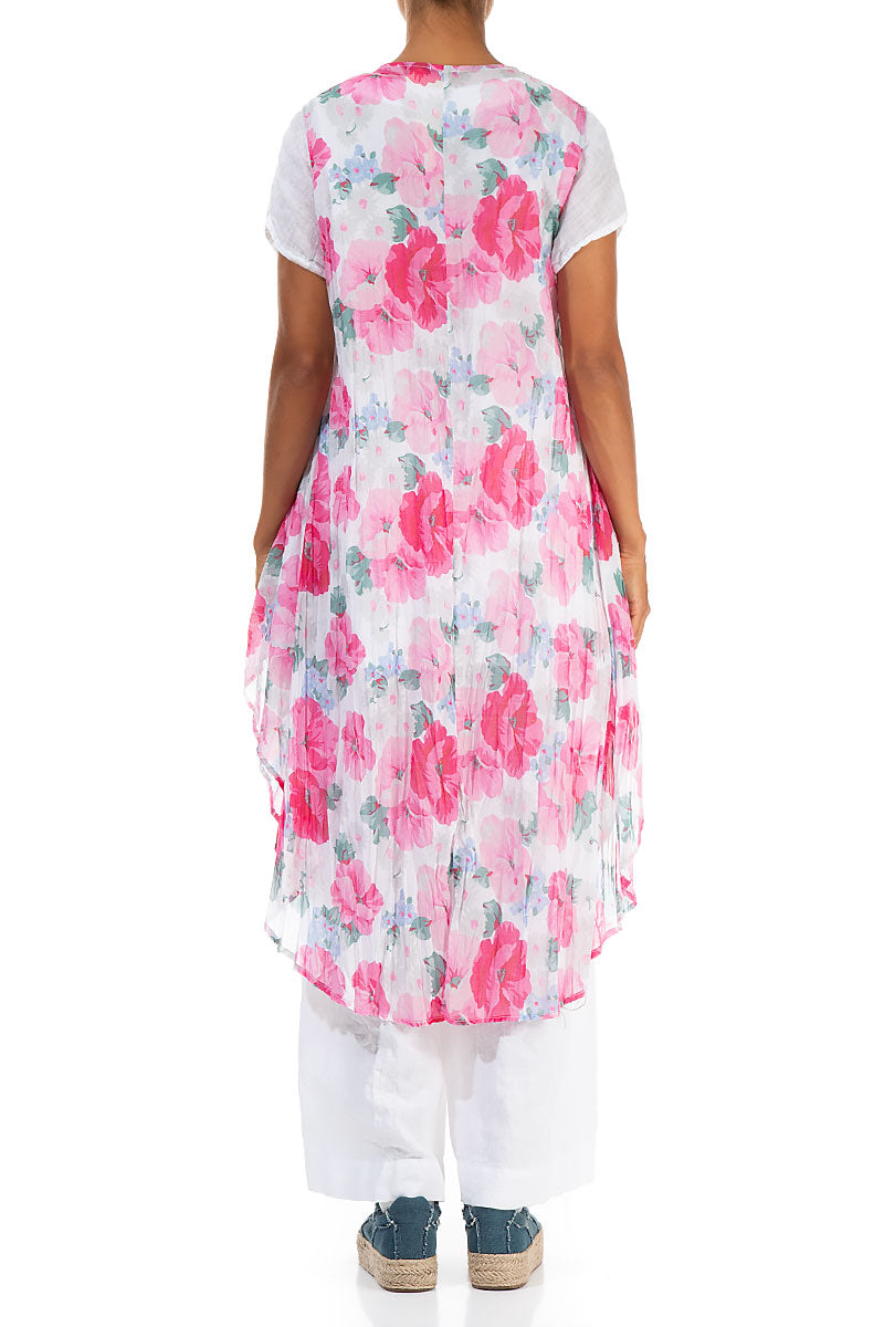 Buttoned Peony Blossom Cotton Tunic Vest 3