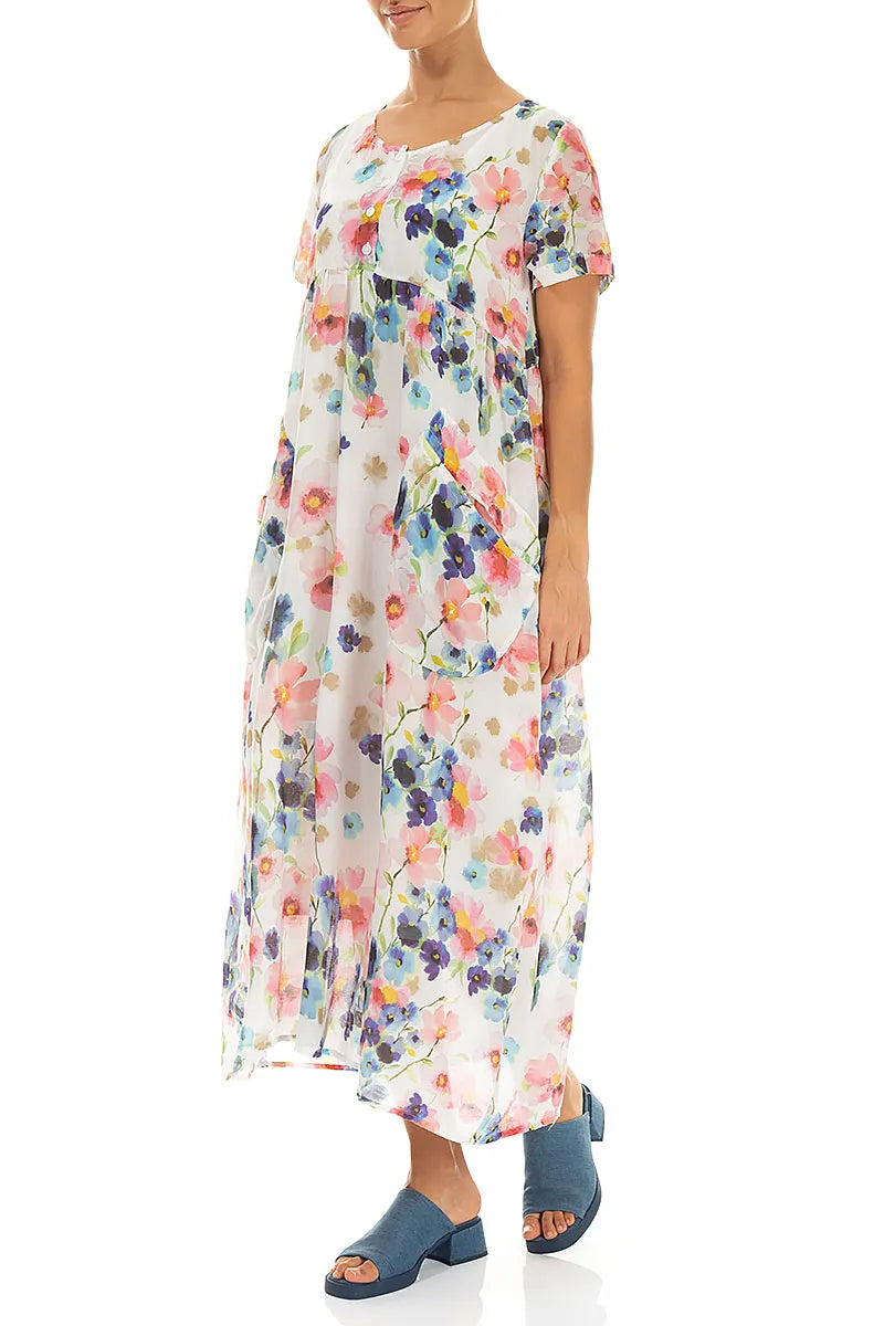 Buttoned Primrose Silk Cotton Dress 3