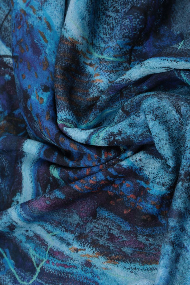 Cap Sleeves Blue Reverie Silk Cotton Blouse 5