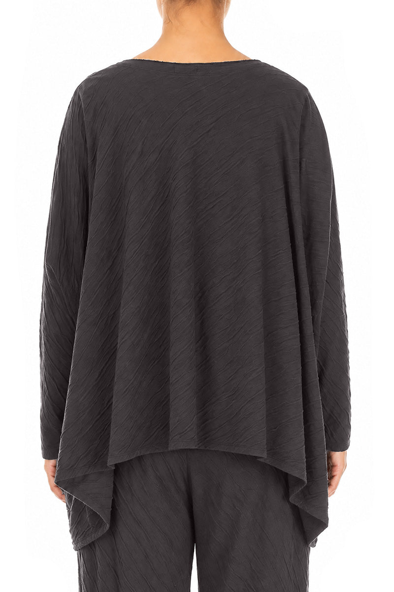 Cascading Waves Grey Wavy Cotton Blouse 2