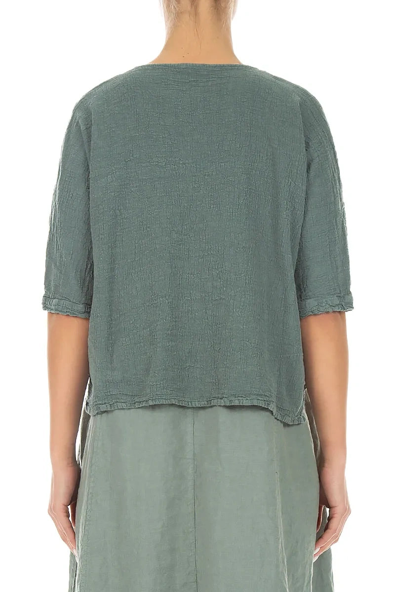 Centre Placket Sage Linen Viscose Jacket 2