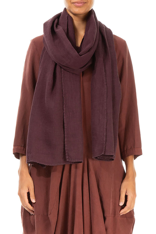 Burgundy Soft Gauze Linen Scarf 1