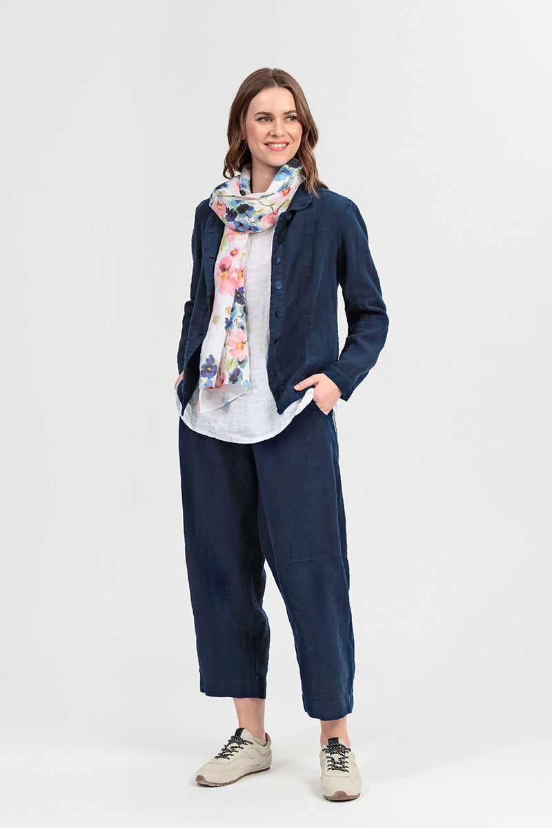 Collar Navy Linen Jacket 7