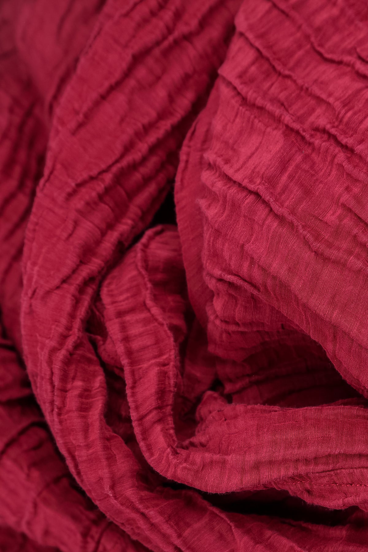 Cowl Neck Crinkled Ruby Silk Linen Blouse