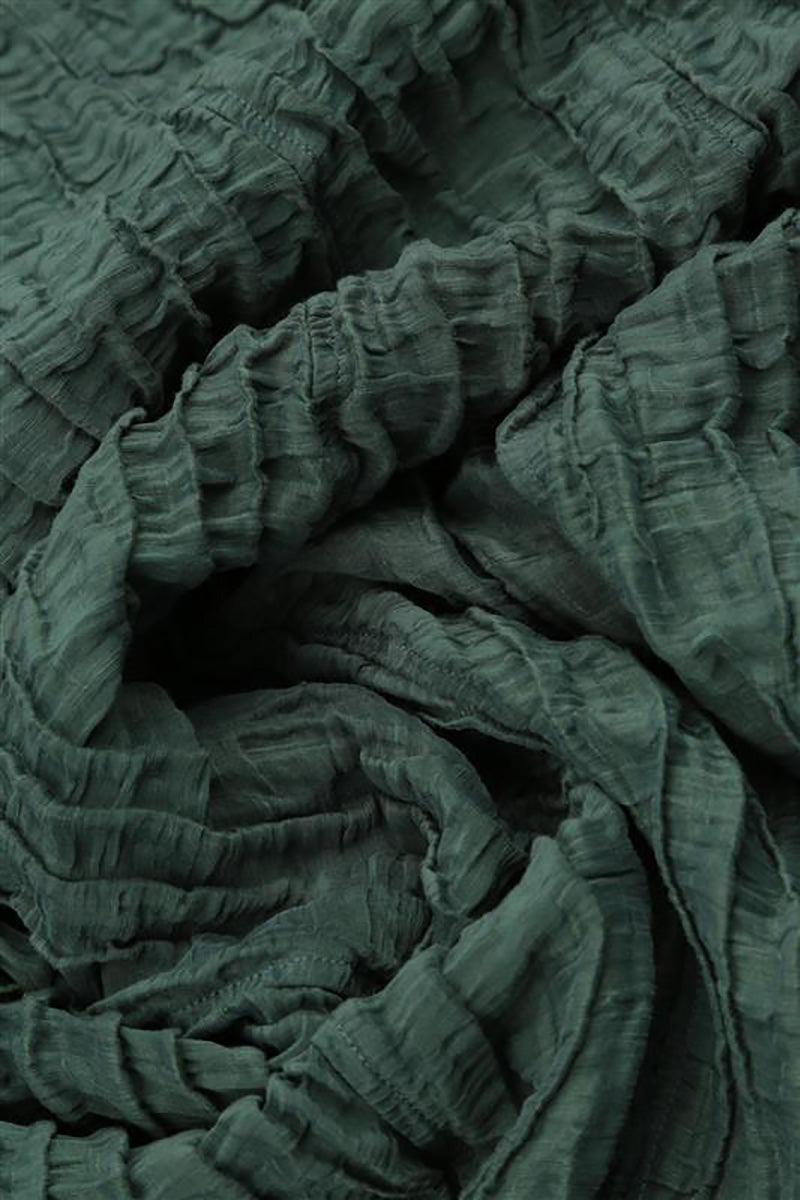 Cowl Neck Crinkled Sage Silk Linen Blouse 5