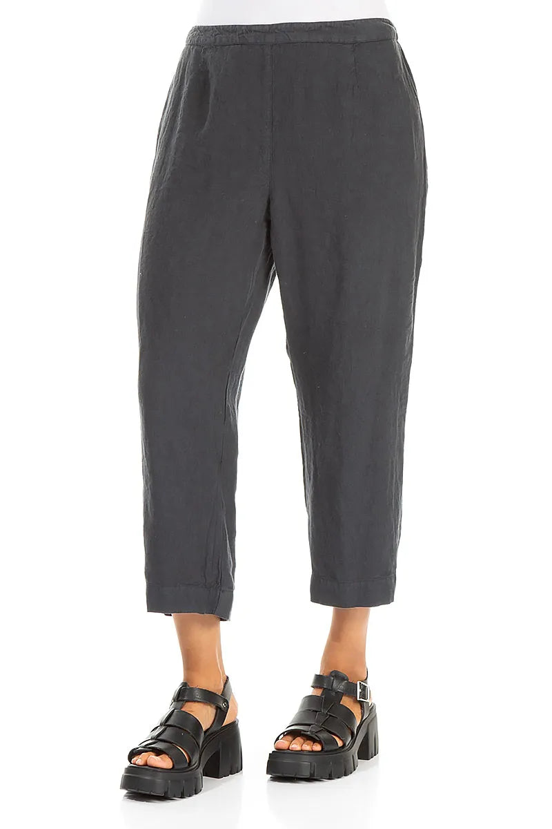 Cropped Graphite Linen Trousers 3