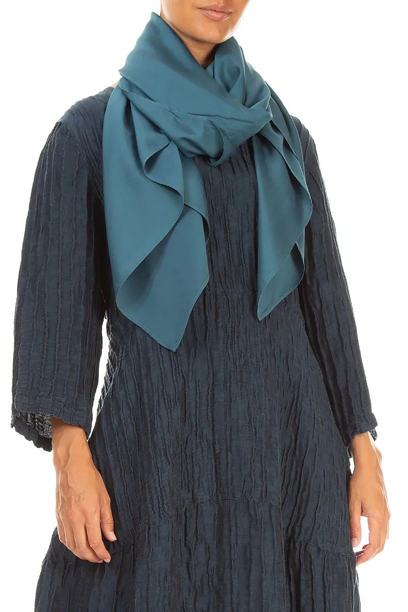 Deep Turquoise Silk Bamboo Scarf 3