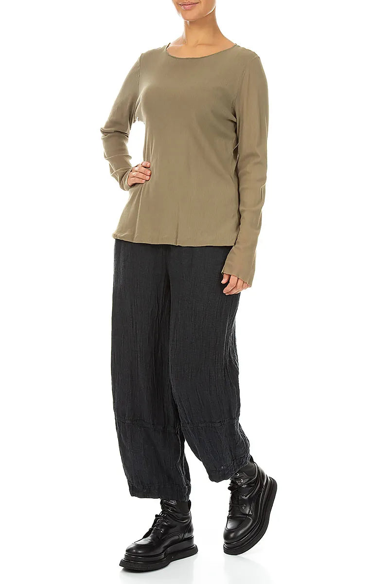Double Layer Olive Tulle Silk Blouse 4