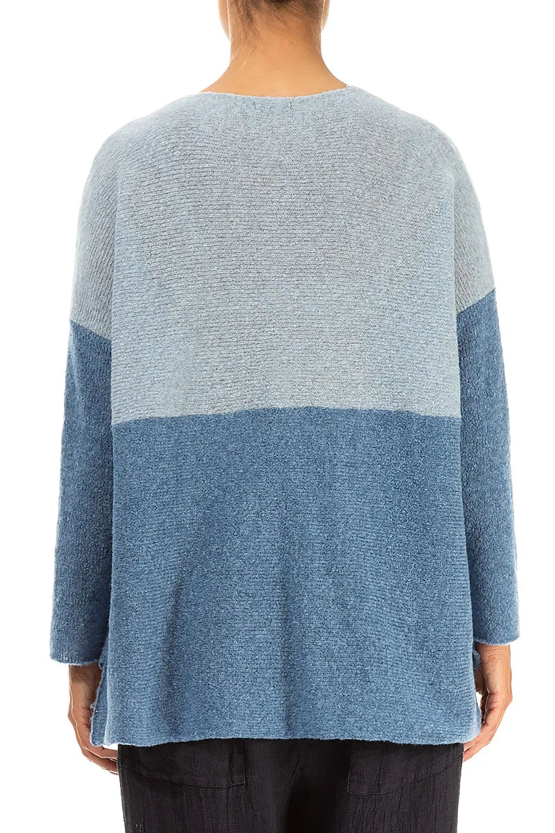 Dual Silver & Petrol Blue Wool Sweater 2