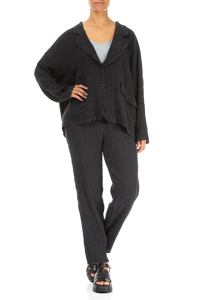 Flap Pocket Graphite Linen Viscose Jacket 4