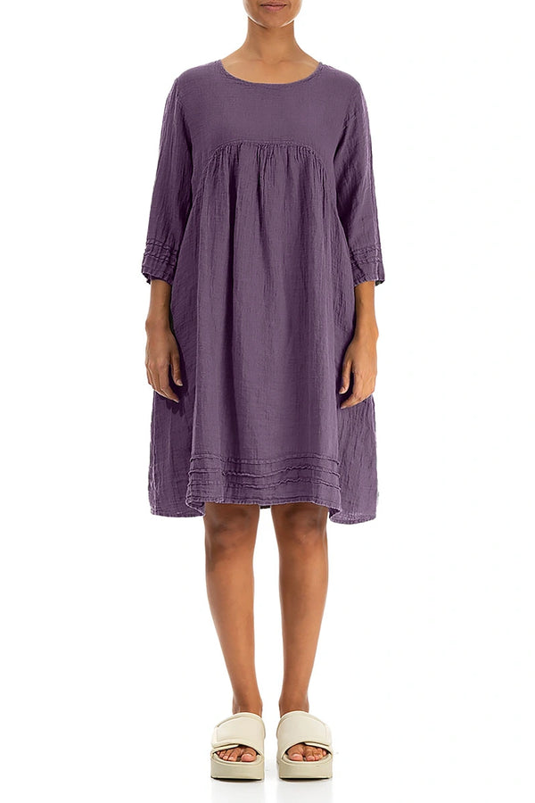 Flared Amethyst Crêpe Linen Dress 1