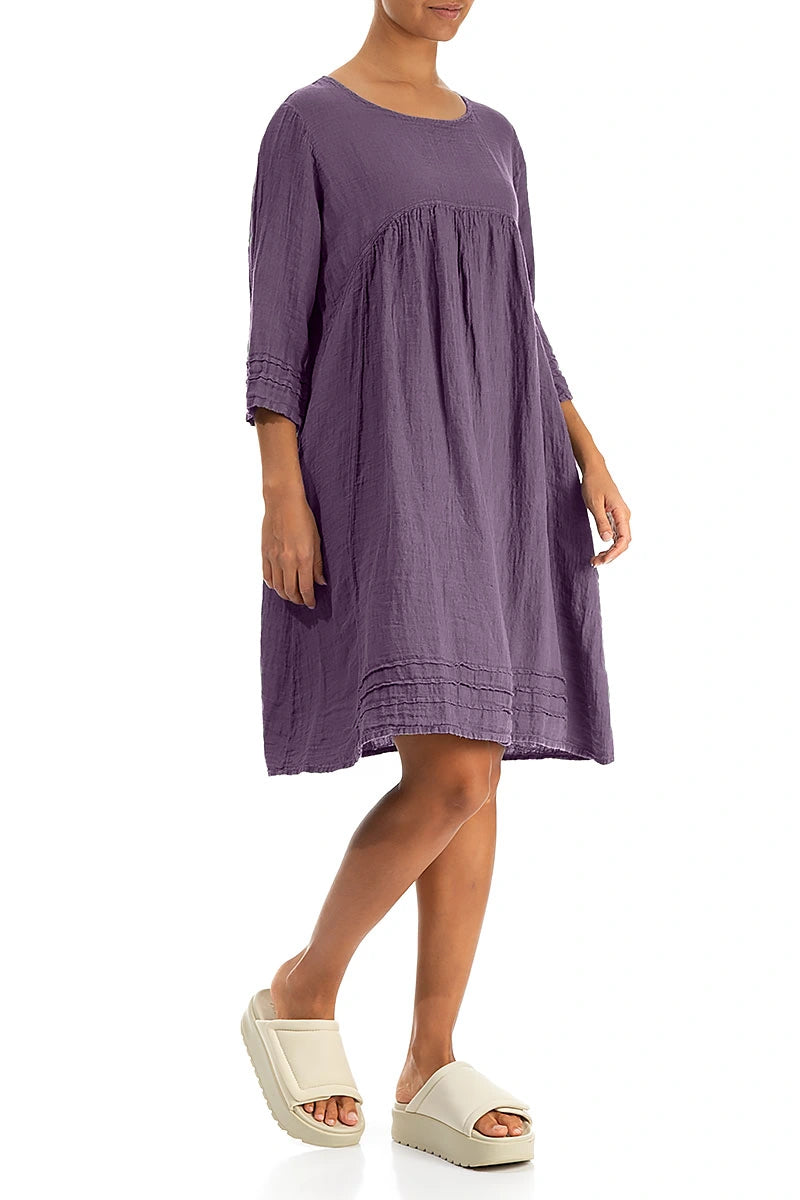 Flared Amethyst Crêpe Linen Dress 3