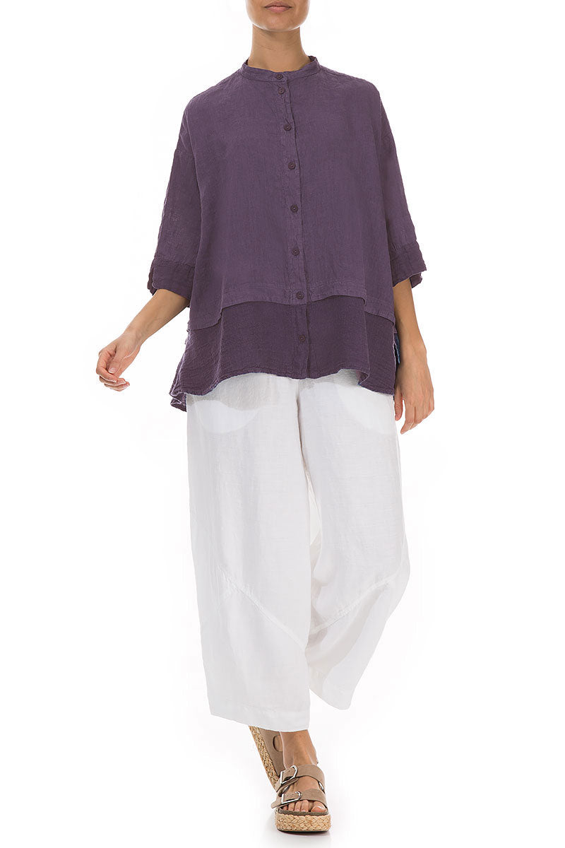Flared Amethyst Linen Shirt 5