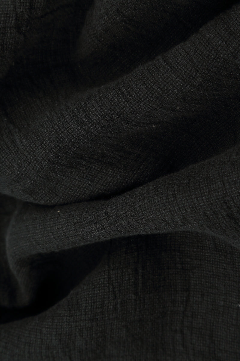 Flared Black Mélange Linen Midi Dress 5