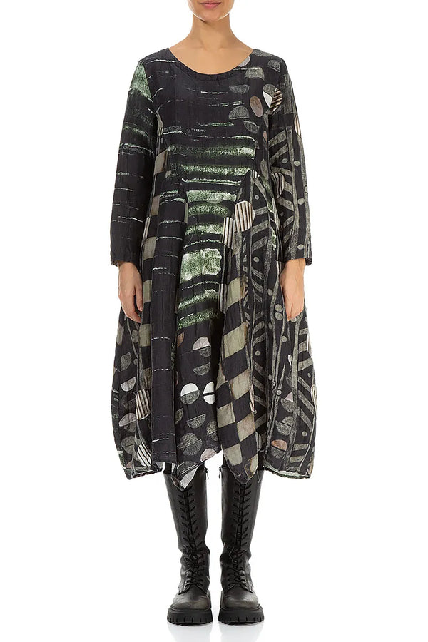 Flared Crinkled Moonlight Silk Linen Dress 1