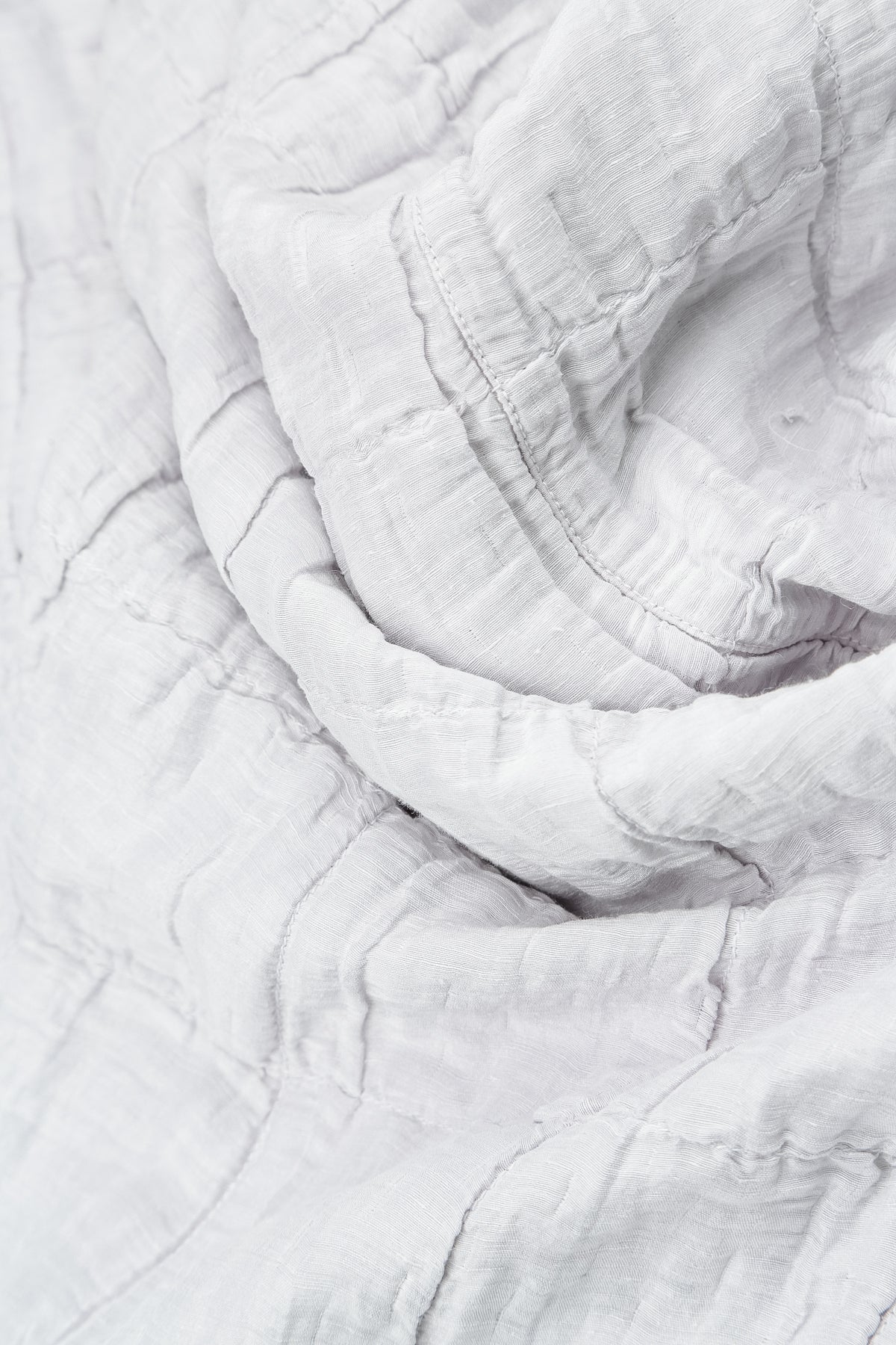 Flared Crinkled Pearl Grey Silk Linen Shirt