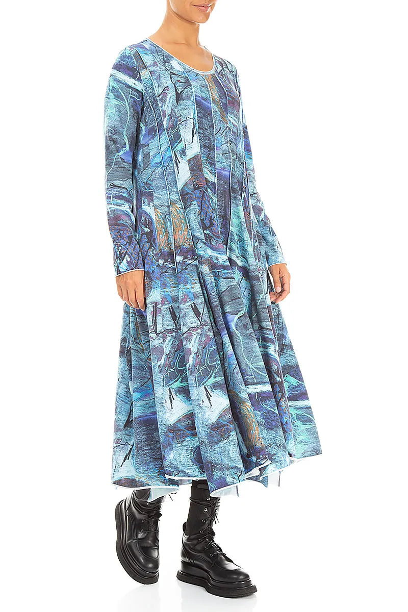 Flared Maxi Blue Reverie Cotton Dress 4