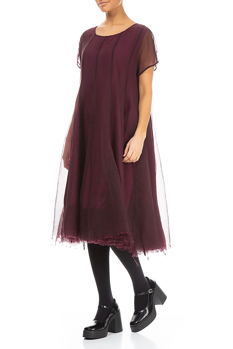 Flowy Magenta Silk Chiffon Dress