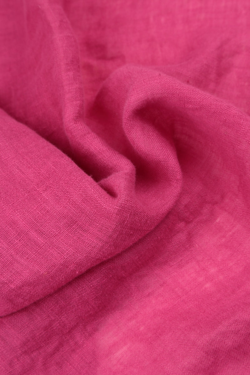Frill Fuchsia Gauze Linen Dress 5
