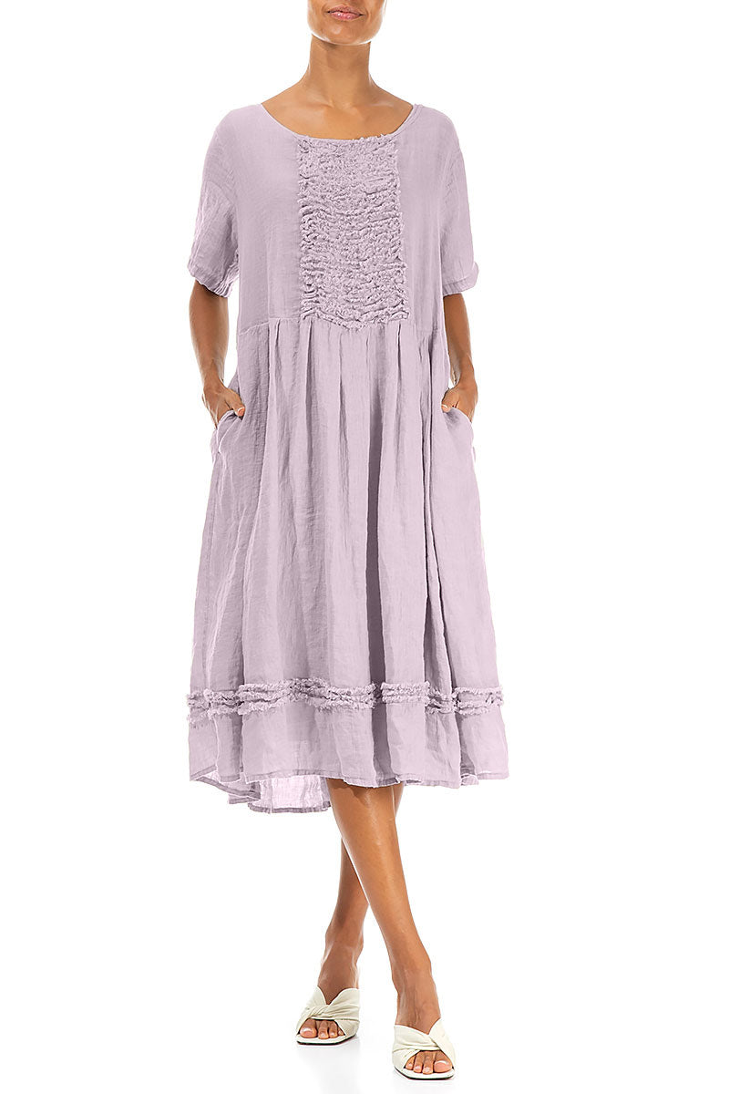 Frill Lilac Gauze Linen Dress 4