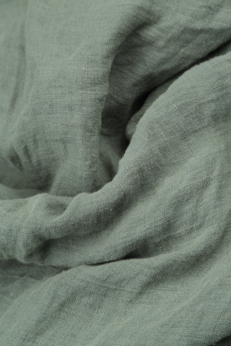 Frill Sage Gauze Linen Dress 5