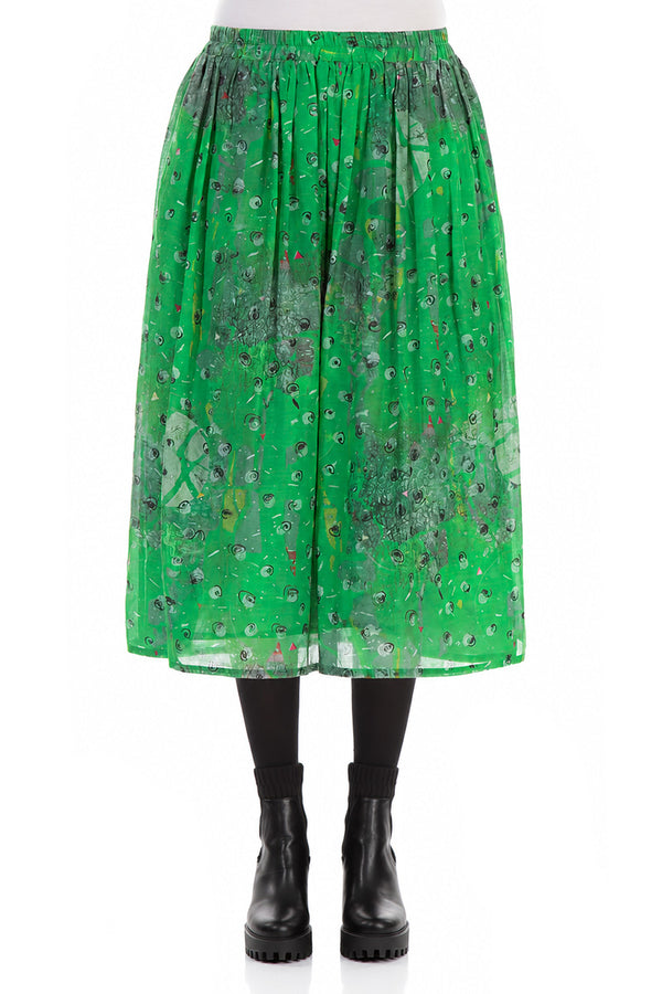Gathered Meadow Silk Cotton Skirt 1