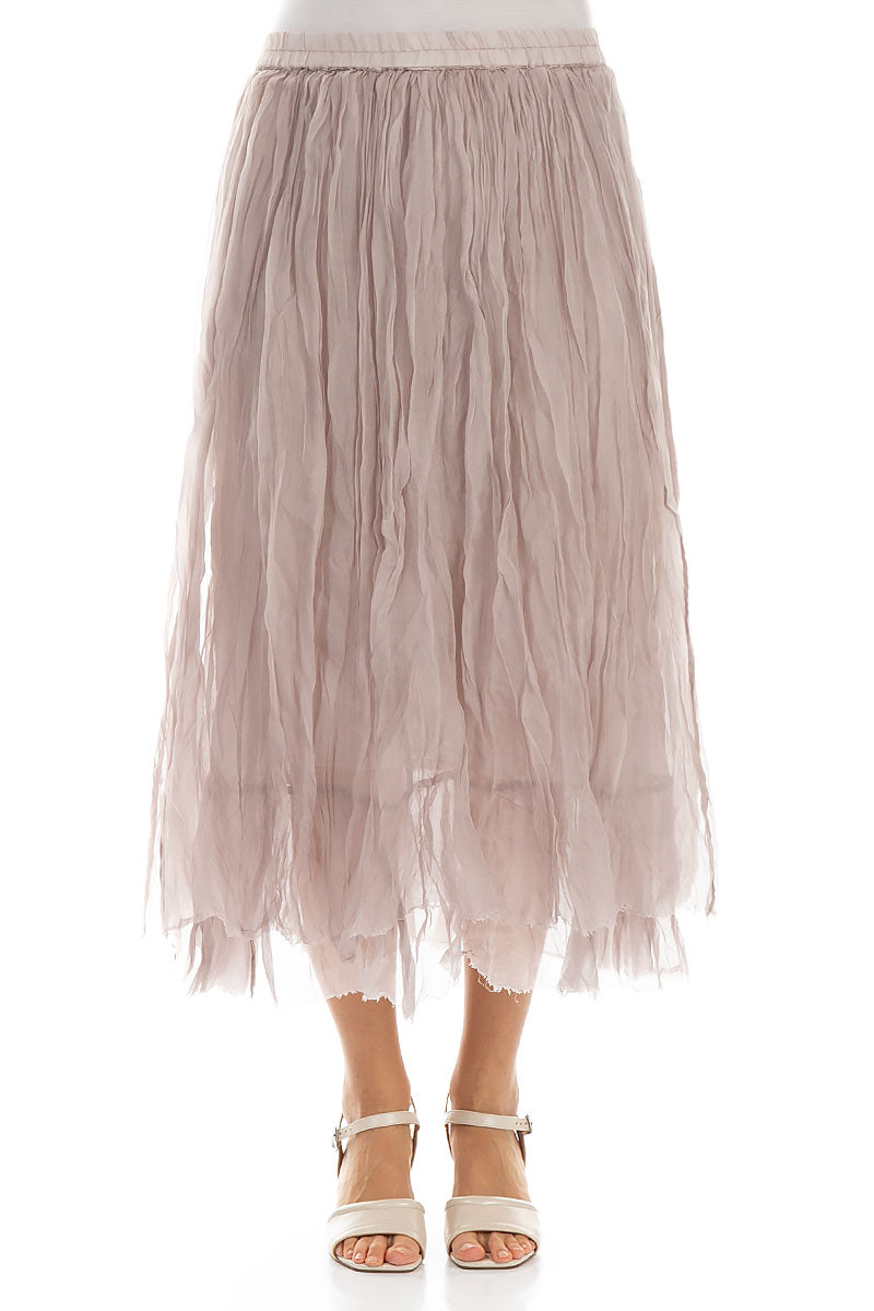 Greige Crumpled Silk Chiffon Skirt 1
